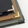 Ashmore menu cover corners silver gold black red detail