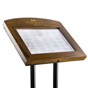 Porte-menu en bois incliné en-tête arrondi 