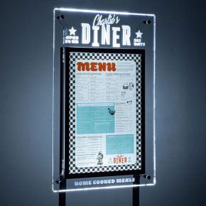 Porte-menu à pied vertical Aqua à En-tête 