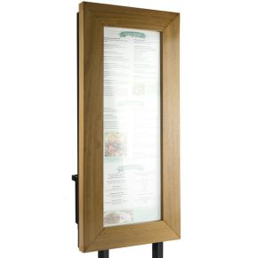 Porte-menu à pied en bois vertical