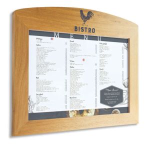 Porte-menu mural en bois en-tête arrondi