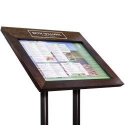 Porte-menu incliné en bois en-tête carré