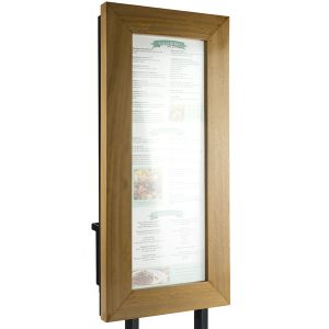 Porte-menu à pied en bois vertical