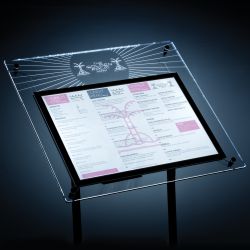Porte-menu à pied incliné Aqua à En-tête 
