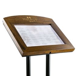 Porte-menu en bois incliné en-tête arrondi 